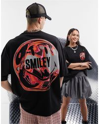 ASOS Smiley Collab - Oversized Uniseks T-shirt Met Smiley Print - Rood