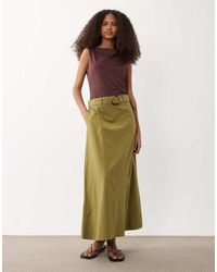 Jdy - Linen Blend High Waist Belted Maxi Skirt - Lyst