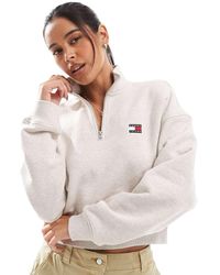 Tommy Hilfiger - Boxy Half-Zip Cropped Sweatshirt - Lyst