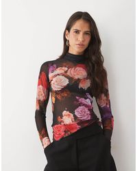 AFRM - Zadie Mesh Top Met Hoge Hals En Lange Mouwen - Lyst