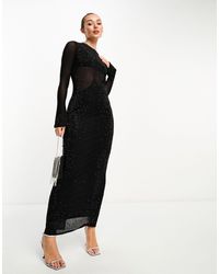 ASOS - Sculpted Contour Mesh All Over Embellished Maxi Dress - Lyst