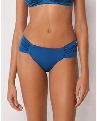 Calzedonia - Shiny Satin Ruched Bikini Bottoms - Lyst