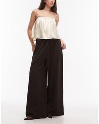 ASOS - Slinky Twill Super Wide Leg Trousers With Tie Waist - Lyst