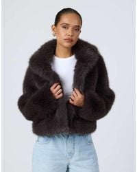 Aria Cove - Faux Fur Collared Cropped Coat - Lyst