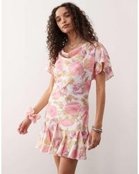 Reclaimed (vintage) - Mini Dress Cowl Neck Dress With Drop Waist Detail - Lyst