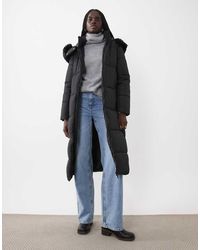 Brave Soul - Maxi Puffer Coat With Faux Fur Trim Hood - Lyst