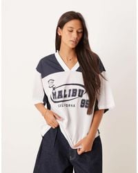 ASOS - Oversized V Neck Football T-shirt With Graphic - Lyst
