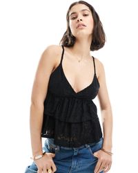 Miss Selfridge - Tiered Ruffle Lace Cami Top - Lyst
