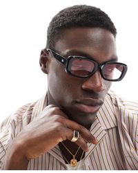 Only & Sons - Gafas De Sol Negras Con Montura Gruesa Redondeada Y Lentes Rosas De - Lyst