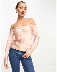 Mango - Off The Shoulder Detail Cuff Long Sleeve Cami Top - Lyst