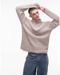 TOPMAN - Jersey Extragrande Con Cremallera Corta De -Beis Neutro - Lyst