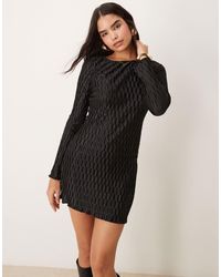 New Look - Plisse Long Sleeve Mini Dress - Lyst