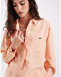 Lacoste - Camicia A Righe Color Fiori D'Arancio - Lyst