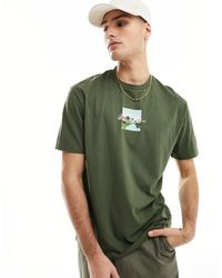 ASOS - T-shirt décontracté avec imprimé paysage sur la poitrine - kaki - Lyst