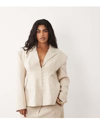 ASOS - Curve Co-ord Cinched Waisted Tailored Blazer With Button Detail - Lyst