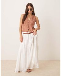 ASOS - Falda Larga Blanca Con Godets De Algodón De - Lyst
