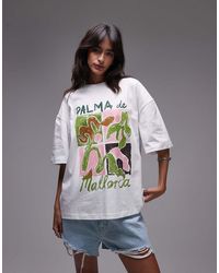 TOPSHOP - Oversized T-Shirt Van Jersey Met Grafische Palma De Mallorca-Print - Lyst