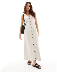 ASOS - Midi Button Through Linen Waistcoat Dress - Lyst