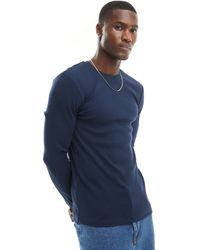 ASOS - Muscle Fit Long Sleeve Rib T-shirt - Lyst