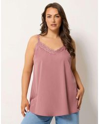 Yours Clothing - Lace Insert Vest Top - Lyst