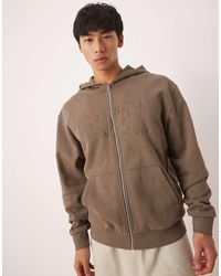 ASOS - Zip Through Hoodie With Street Print Embroidery - Lyst