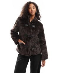 Vero Moda - Chaqueta Marrón Chocolate Con Cierres Estilo Alamar De Piel Sintética De - Lyst