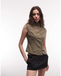 Weekday - Mock Neck Asymmetric Top With Seam Detail And Press Studs - Lyst