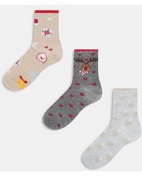 Pieces - – 3er-pack glitzernde socken - Lyst