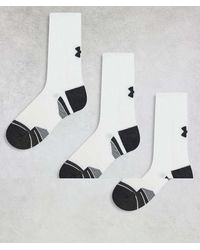 Under Armour - Pack De 3 Pares De Calcetines Tobilleros Blancos Y Grises Performance Tech De - Lyst