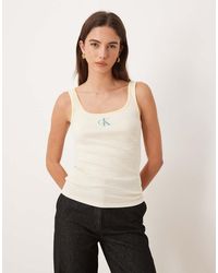 Calvin Klein - Monologo Scoop Neck Rib Tank Top - Lyst