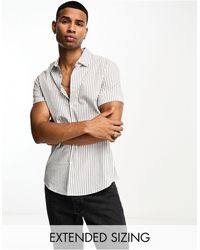 ASOS - Slim Fit Short Sleeve Stripe Shirt - Lyst