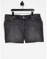 Levi's - 501 original - pantaloncini di jeans nero slavato - Lyst