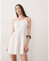 Aray - Semi-sheer Beach Mini Dress With Broderie Trim - Lyst