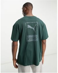 PUMA - Safari - t-shirt verde con stampa sul retro - Lyst