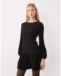 New Look - Long Sleeve Frill Hem Mini Dress - Lyst