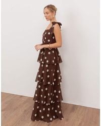 ANAYA - Tie Shoulder Tiered Maxi Dress - Lyst