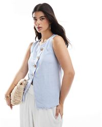 ASOS - Linen Look Asymmetric Button Front Waistcoat - Lyst