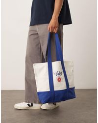 ASOS - Cabas en toile à imprimé palermo - écru et bleu - Lyst