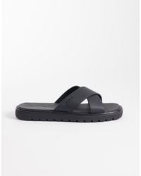 Calvin Klein - Real Leather Cross Sandals - Lyst