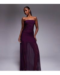 Kaiia - Exclusive Premium Slinky Sheer Mesh Hem Bandeau Maxi Dress - Lyst
