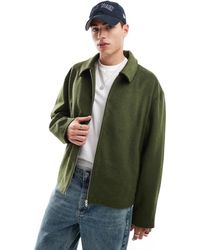 ASOS - Blouson harrington court aspect laine coupe oversize - kaki - Lyst