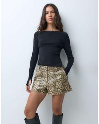 ASOS - Tailored Faux Leather Micro Shorts - Lyst