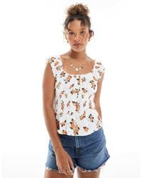 ASOS - Broderie Button Through Milkmaid Top - Lyst