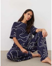 ASOS - Oversized Tee And Wide Leg Trouser Pyjama Set - Lyst