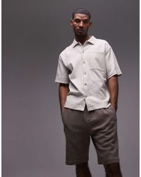 TOPMAN - Pantalones Cortos Marrones Holgados De Tejido Texturizado De - Lyst
