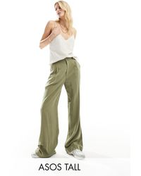 ASOS - Tall Wide Leg Dad Trouser With Linen - Lyst