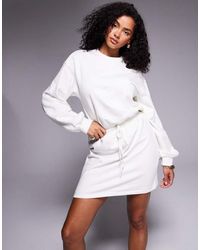 ASOS - Cotton Drawstring Waist Mini Sweatshirt Dress - Lyst