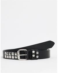 ASOS - Skinny Faux Leather Belt With Studding Detail - Lyst