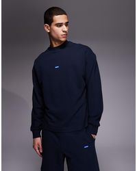HUGO - Cotton Terry Sweatshirt With Blue Logo Patch - Lyst