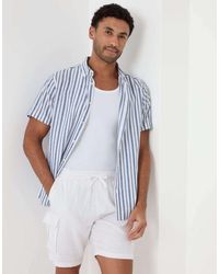 Threadbare - Stripe Linen Cotton Blend Short Sleeve Shirt - Lyst